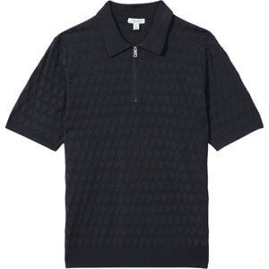 REISS RIZZO Half Zip Knitted Polo Shirt